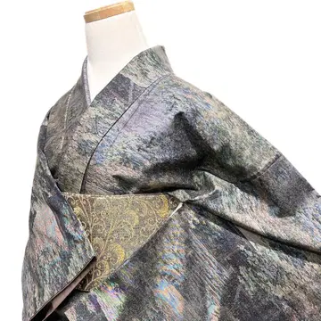 코몬 오시마 명주 풍경 무늬 사찰 다리 나무 기모노 115b d ms