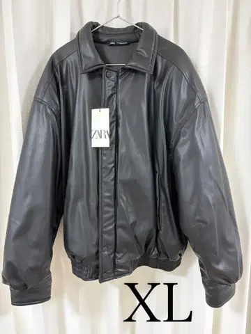 ZARA 인조 가죽 자켓 XL 블랙