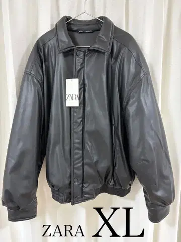 ZARA 페이크 가죽 자켓 블랙 XL
