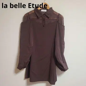 라벨에튀드 BACK 슬릿 셔츠 도킹 블라우스 레이스