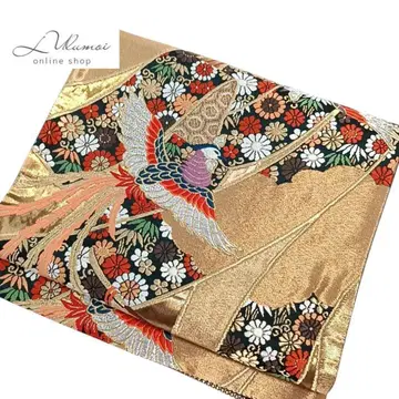 LULU101 후쿠로 오비 새 꽃 금 블랙