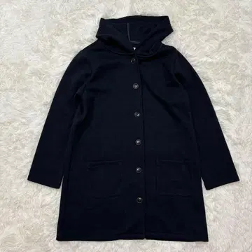 사만다 모스모스 블루 네이비 후디드 코트 싱글 버튼 루즈핏 L