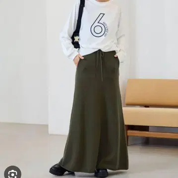 FRAMeWORK 울 캐시미어 압축 니트 스커트 맥시 길이 카키 36