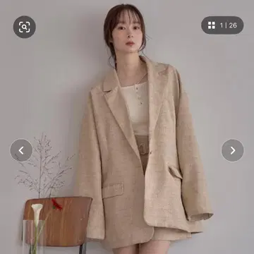 mideal design tweed 오버 재킷 베이지
