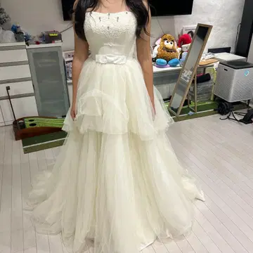 아이보리 A라인 웨딩 드레스