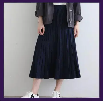 인디비 플리츠 니트 롱 스커트 니트 스커트