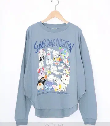 [스칼라] 스칼라 강아지 컬렉션 패턴 롱 T [주말 한정 할인 중]