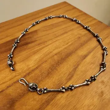 머드컬트 제조 중지 실버 925 스컬 뼈 목걸이 약 46cm