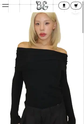BG 토아 오프숄더 긴팔 니트 블랙