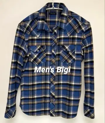맨즈 비기 체크 무늬 플란넬 셔츠 파랑