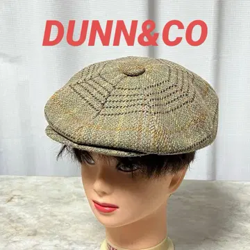 DUNN&CO 그레이 계열 울 혼방 체크 무늬 헌팅 캡