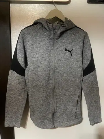 PUMA 풀 집업 후드 부착 후드티 그레이