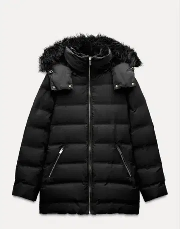 ZARA 세미롱 기장 후드 부착 다운 자켓 새상품급 40