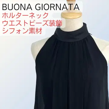 BUONA GIORNATA 홀터넥 원피스 S 비즈 장식 고급