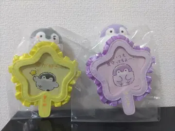 코우펜짱 전력군 최애! 덕질 부채 마스코트 노랑 보라