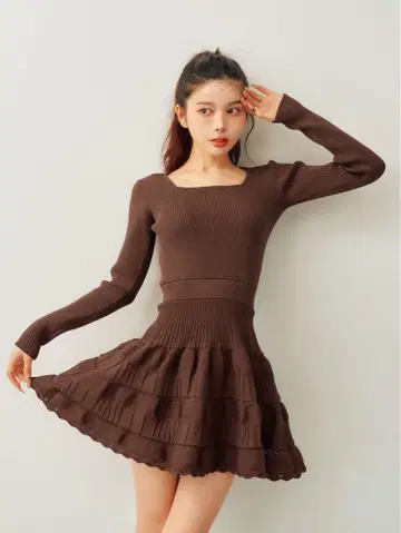 벌룬 보더 니트 미니 원피스 free 다리치 Darich