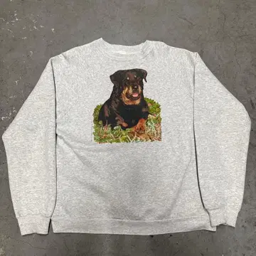 미국제 90s 맨투맨 Hanes 개 프린트 맨투맨 그레이