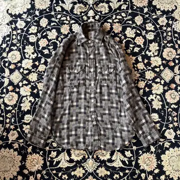 Post overalls 체크 셔츠 블랙 S 사이즈 usa제