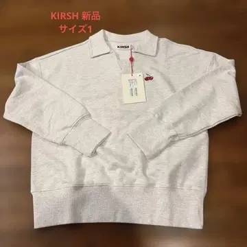 미사용 새상품 KIRSH 체리 자수 피케 셔츠 그레이 키르시