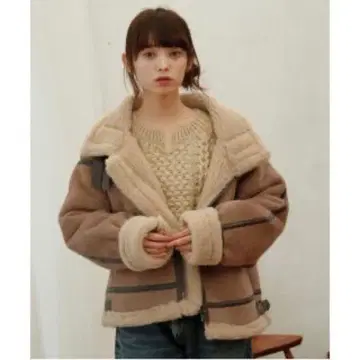 크리스프 무스탕 코트 보아 자켓 브라운