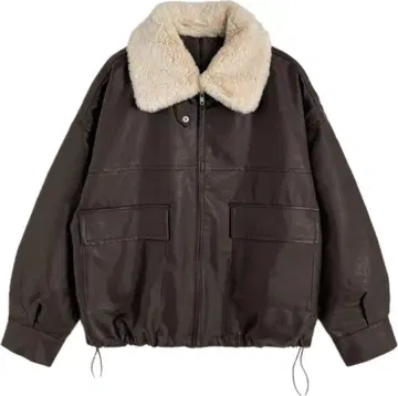 다크 브라운 퍼 옷깃 점퍼