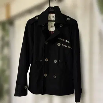 manydope 블랙 피코트 더블 브레스트