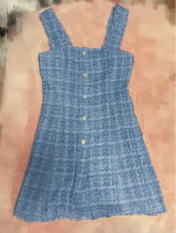 ZARA 라이트 블루 슬리브리스 트위드 원피스