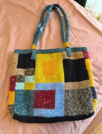 컬러풀 양모 털실 크로셰 뜨개질 토트백