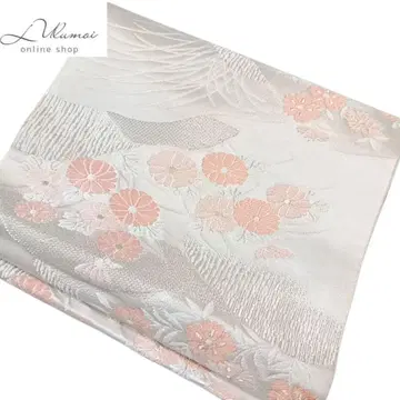 LULU101 후쿠로 오비 화이트 실버 오렌지 꽃