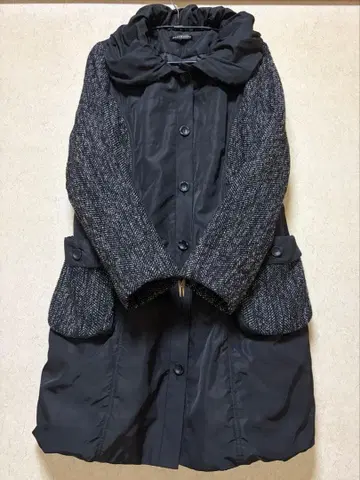 [ HANAHANA ] 이종 소재 트위드 울 혼방 코트 미사용품