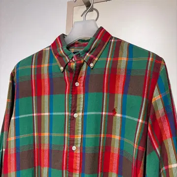 랄프 로렌 플란넬 셔츠 체크 그린 컬러