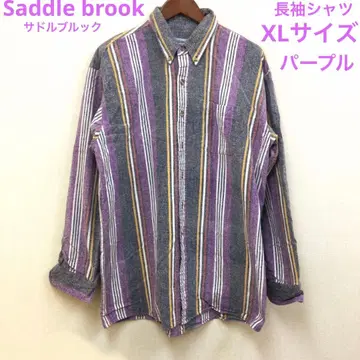 Saddle brook 긴팔 셔츠 스트라이프 패턴 퍼플 XL 사이즈