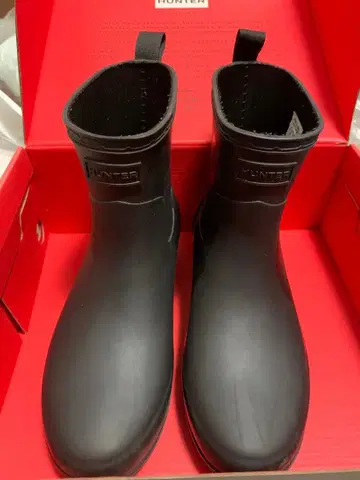 HUNTER 블랙 레인부츠 UK 4