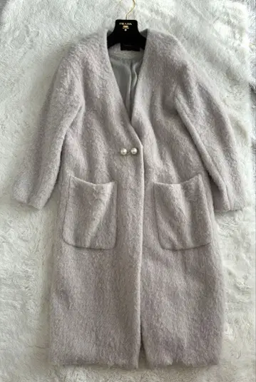 그레이스 클래스 그레이스 콘티넨탈 샤기 코트 펄 버튼 38