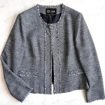 [컨디션 최상] TOKYO SOIR 노카라 자켓 트위드 15호 2XL