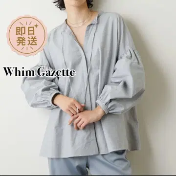 새상품급 윔 가젯 전후 2WAY 옥스 볼륨 블라우스 리본 타이