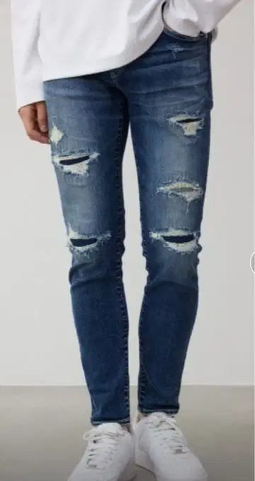 아줄바이마우지 스키니 데미지 데님 XS