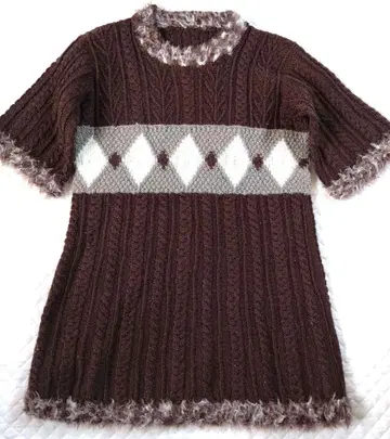 손뜨개질 아가일 무늬 니트 스웨터 칠부 소매