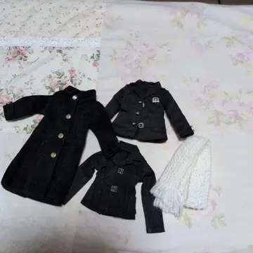 블랙 인형 의류 세트 코트 자켓 머플러