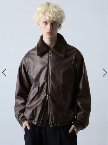 HARE 에어 서멀 칼라 퍼 가죽 블루종