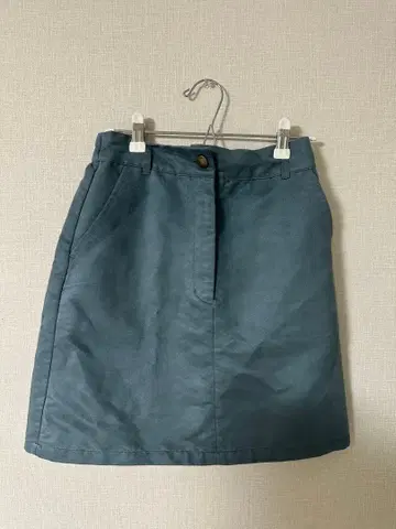 가을/겨울 스카이블루 미니 스커트 포켓 부착