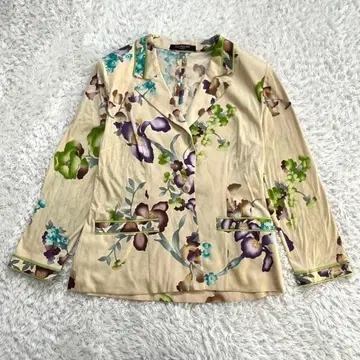 레오나르 꽃무늬 자켓 면 100% 얇은 소재 XL 1B 싱글 테일러드