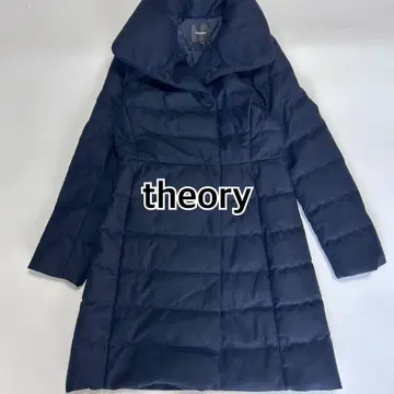 근년 theory 다운 코트 네이비 롱 A라인