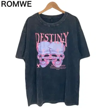 ROMWE 해골 해골 페이드 프린트 블랙 여성용 T셔츠
