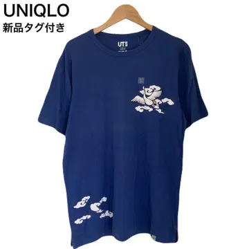 택 포함 새상품 유니클로 운소도 T셔츠 학 콜라보 애니멀 반팔 L