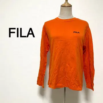 FILA 오렌지 컬러 프린트 디자인 롱 T셔츠