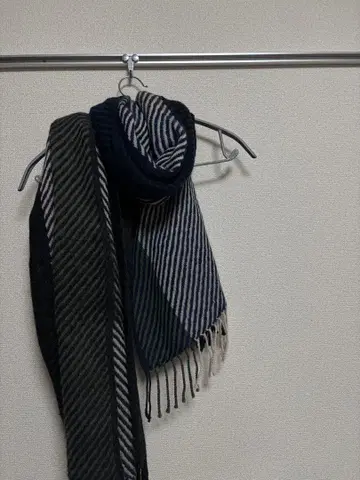 Y's 스트라이프 머플러 네이비 그레이