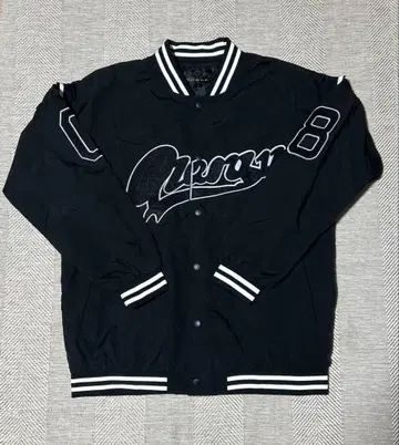 블랙 바시티 자켓 자수 로고 포함