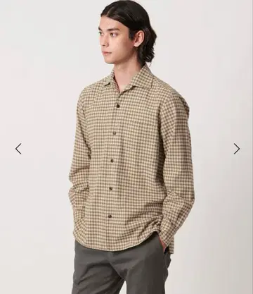 ALBIATE 옴브레 체크 CPO 셔츠 베이지 계열 체크 긴팔 셔츠