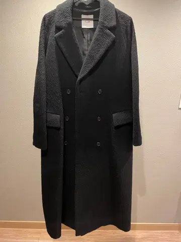 더블 브레스트 롱 코트 블랙